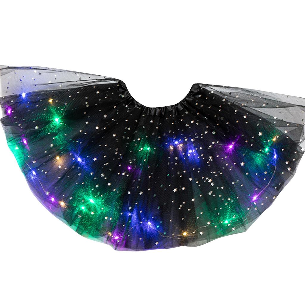 Women's Sequined Light-emitting Half-length Mesh Skirt LED Light Tulle Skirt