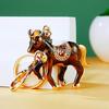 Keychain Pendant Double-Sided Rhinestone Chinese Zodiac Fortune-Attracting Horse Key Chain Metal Handbag Charm