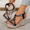 SyfIyno Summer One Piece Buckle Sandals for Women Thick Bottom Slope Heel with Fish Mouth Roman High Heel Sandals Eleven Styles