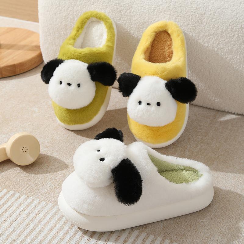 Cartoon Plüsch Baumwollpantoffeln Damen Niedlich Warm Indoor Flauschige Schuhe Haushalt Rutschfest Dicksohlige Hausschuhe für die Wochenbettzeit