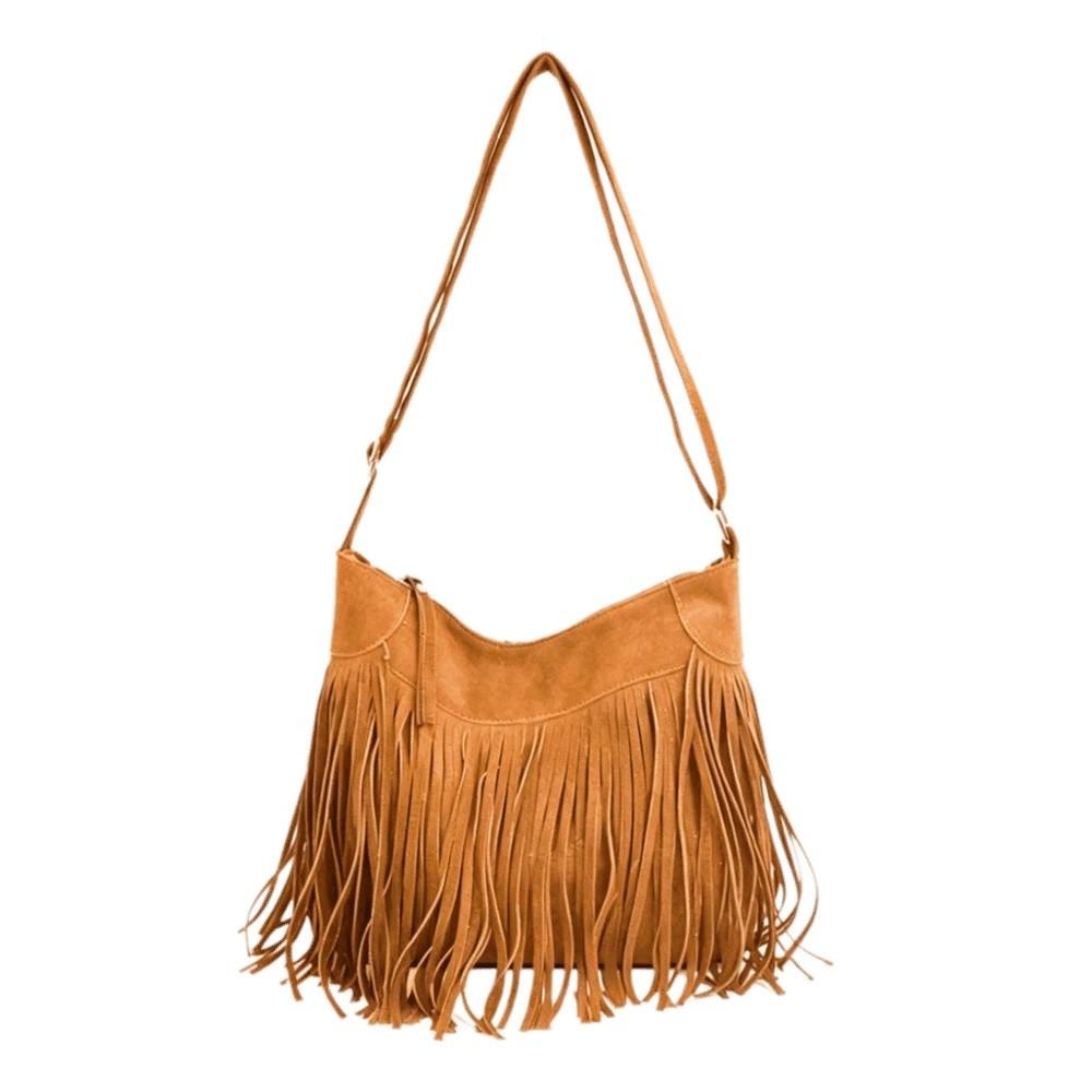 Boho Crossbody Taška s Třásněmi Velká Kapacita Matná Messenger Taška Luxusní Tote Taška Denní