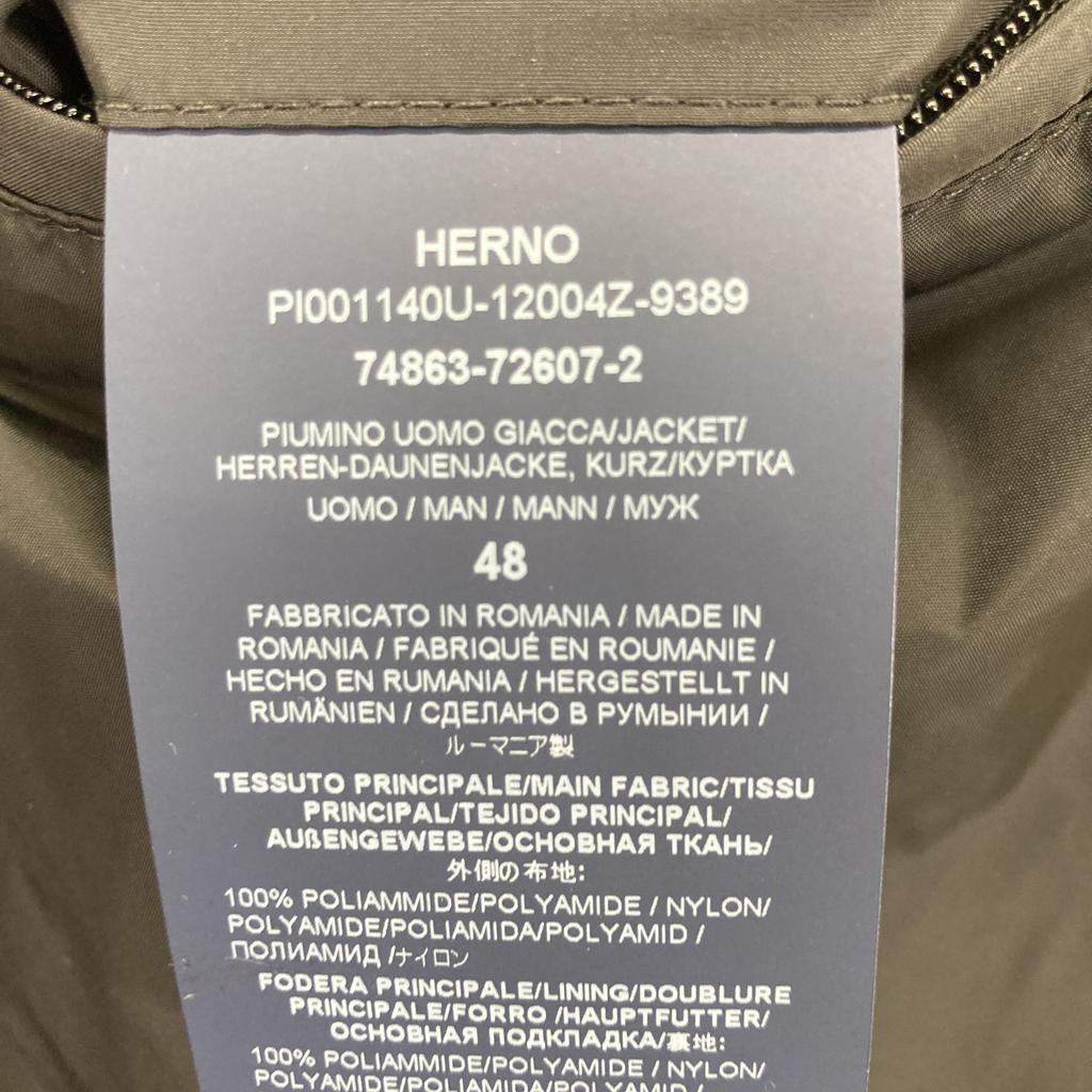 HERNO PI001140U Black Water-Resistant Nylon Down Hoodie Blouson Jacket 48 blackUsed