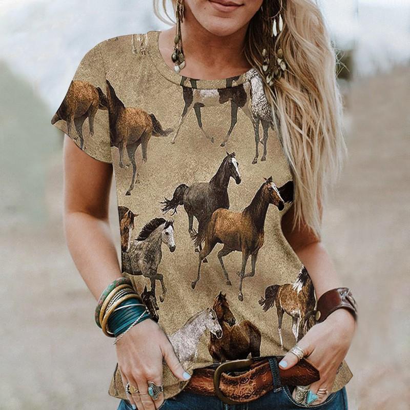 

3D цифровая печать летний пуловер короткий рукав напечатанный свободный круглый вырез женская футболка 6XL