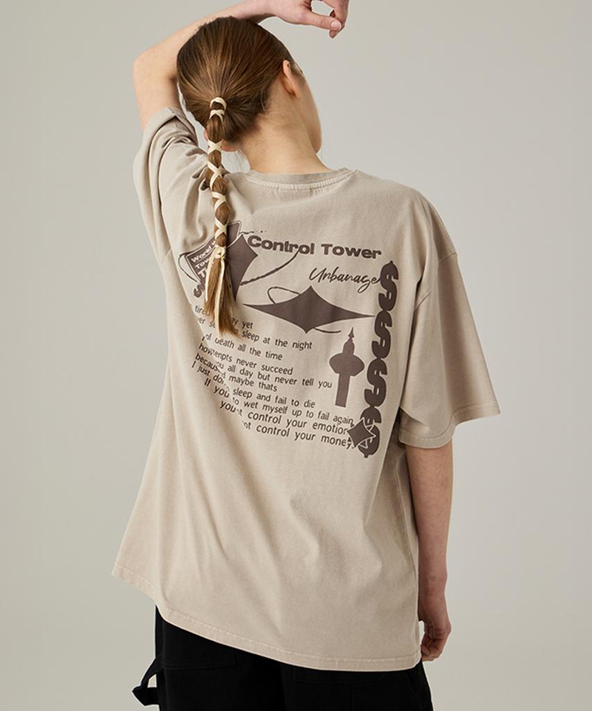 URBANAGE Control Tower Pigment Oversleeve Short Sleeve Beige
