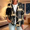Women's Fashion Casual Button Front Christmas Print Coat