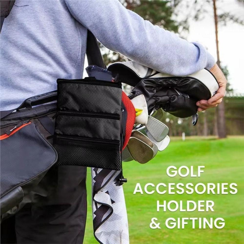 Portable Golf Storage Bag Three Layer Golf Pouch Accessories Carrier Golf Ball Bag Traveling