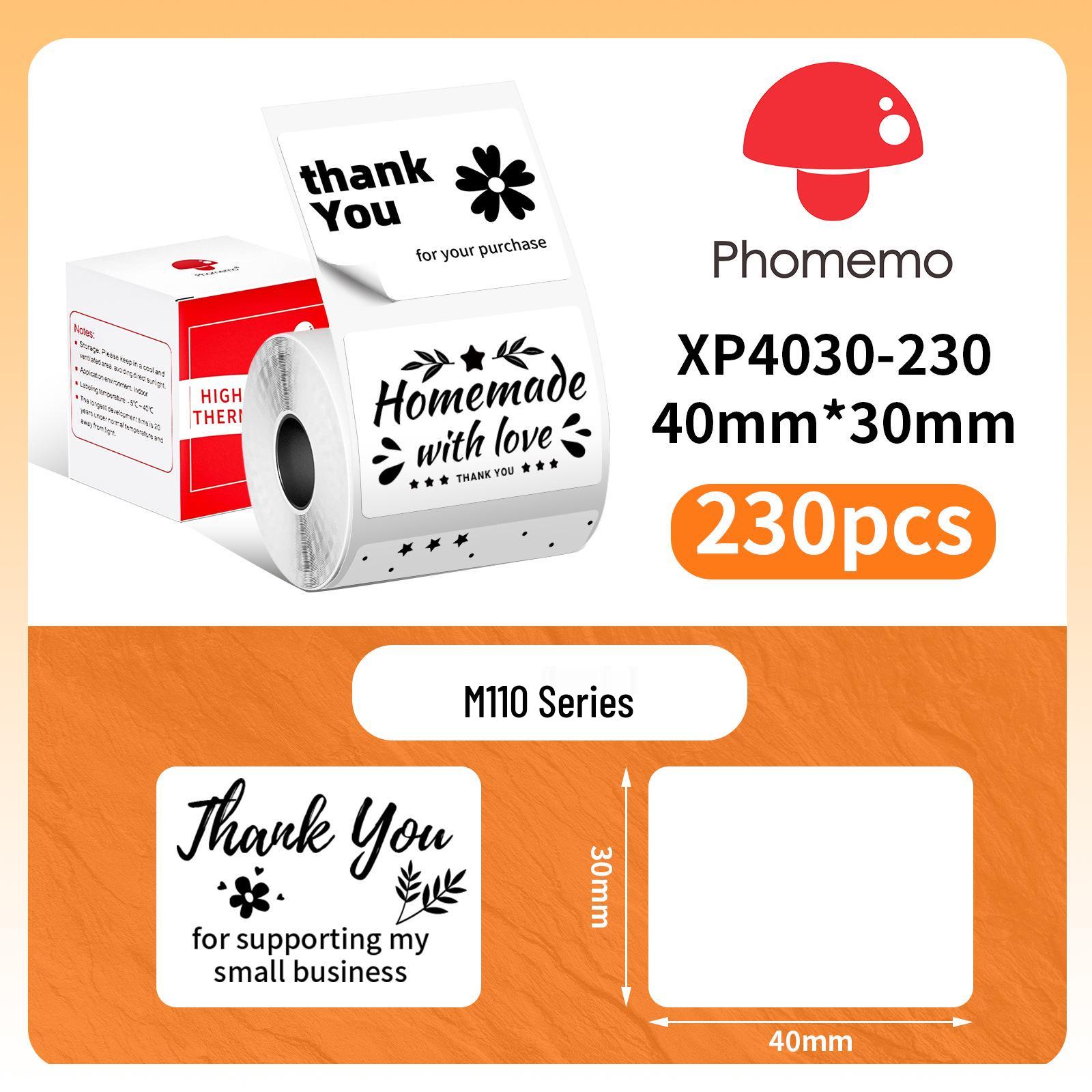 Phomemo Waterproof Thermal Barcode Stickers - 40x30mm Round, Color Printing Labels