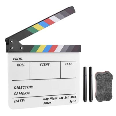 Clapetă de film acrilic Clapetă de film plastic Scenă de acțiune Tăiere Clapetă cu Creioane Ștergătoare de Tablă Magnetică
