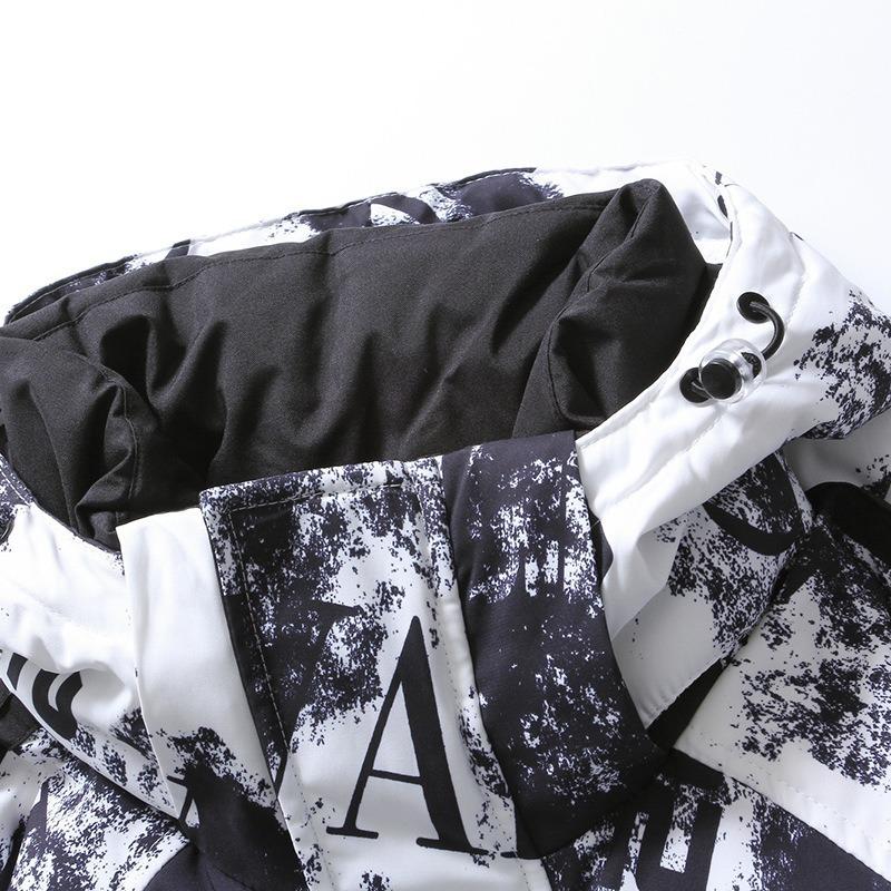 Down jacket men's winter new fashion casual warm short loose hooded color matching jacket tide