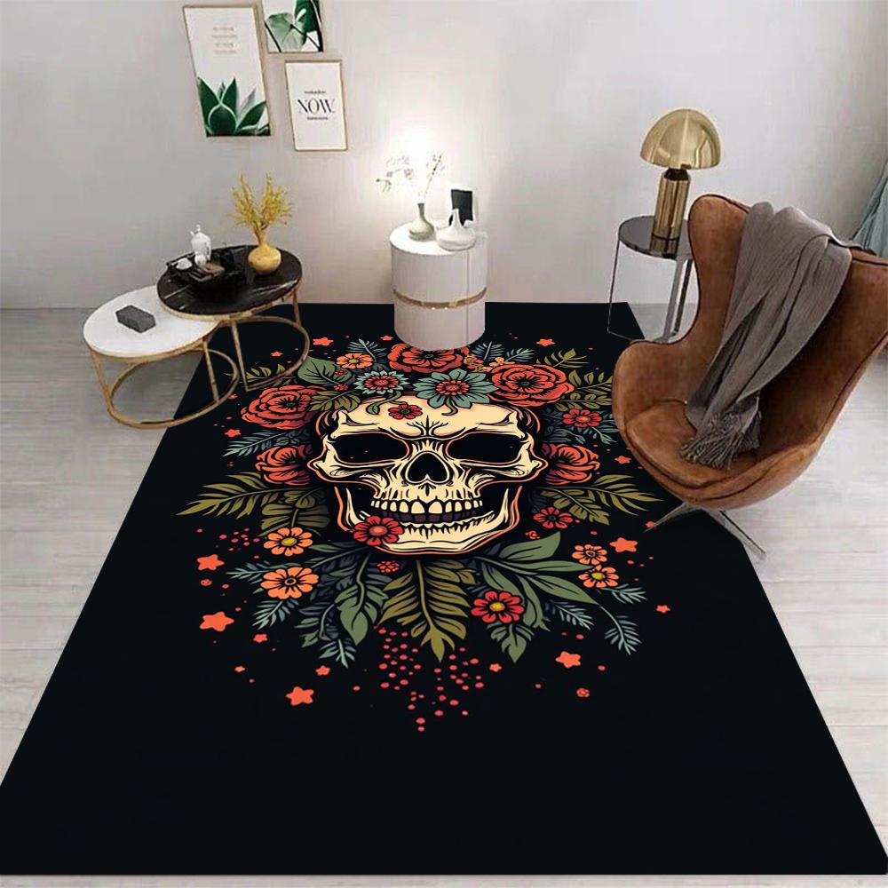 

Skull Carpet Cartoon Living Room Bedroom Kitchen Sofa Table Balcony Rug Non-slip Washable Mat Exquisite Home Ornaments 50X80CM