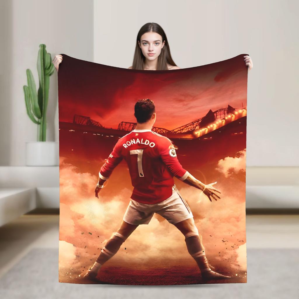 Football CR7 Blankets Coral Fleece Plush Ronaldos Ultra-Soft Throw Blanket for Outdoor Travel Bedspread