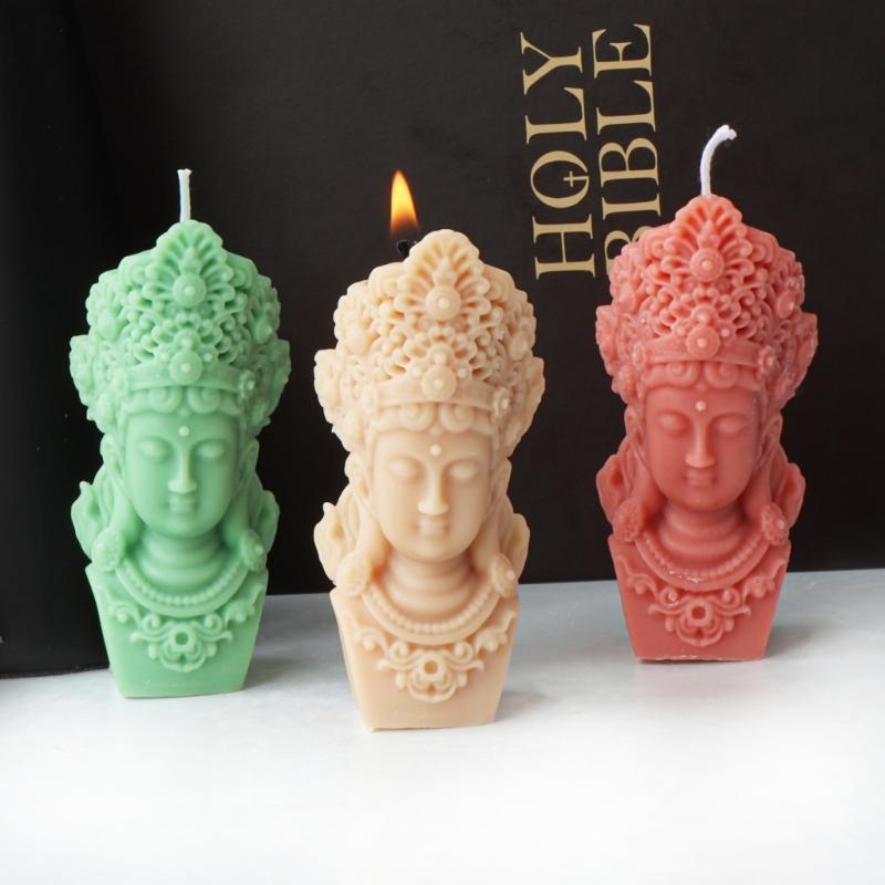 Buddhas Statue Silicone Candle Mould for Handmade Soap Gypsum Resin Aromatherapy Scented Candle Mould Desktop Decorations