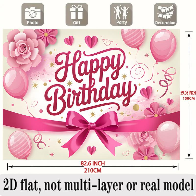 Party Backdrop Pink Flat Roses Bows Balloons Event Backdrop Decoration Birthday Party Decor