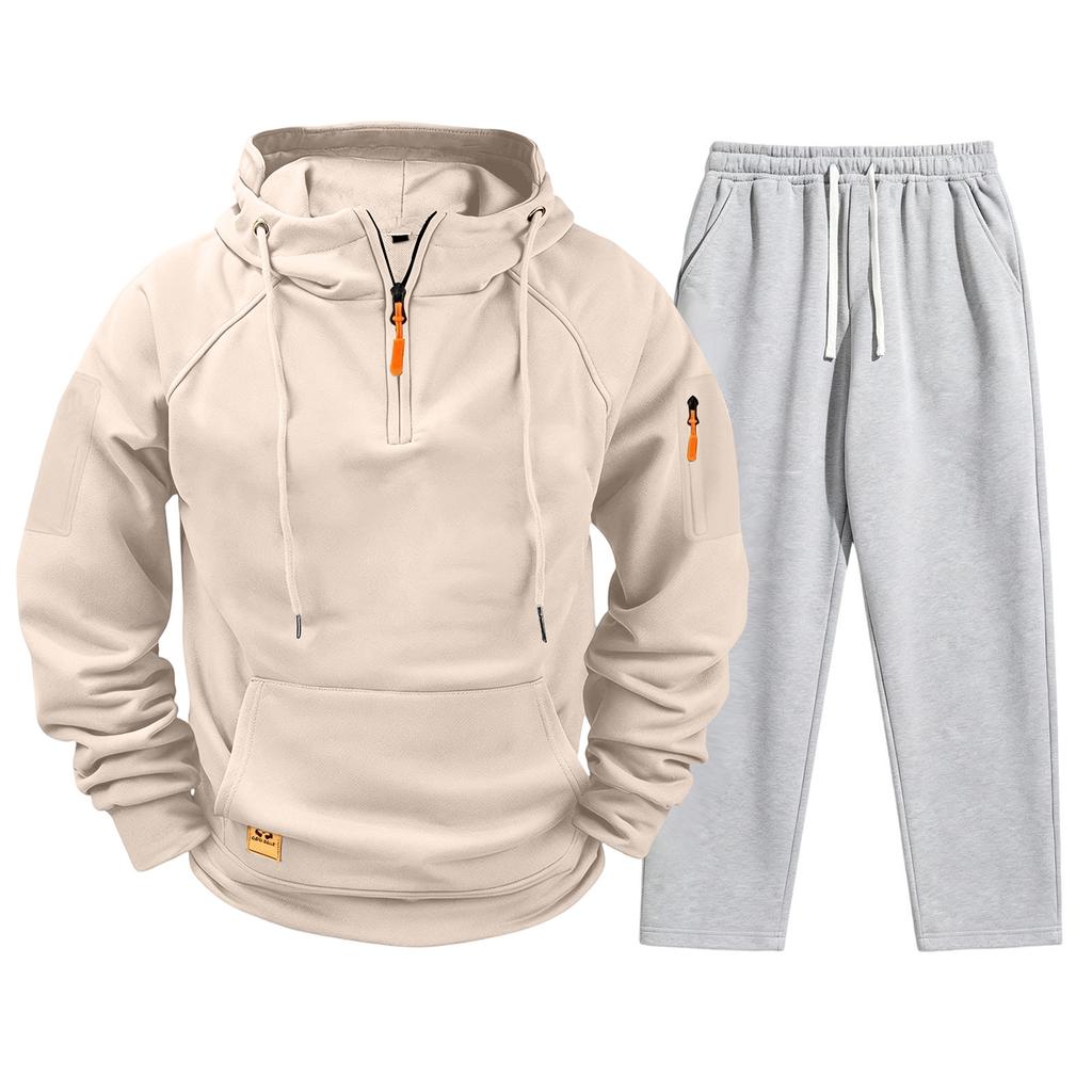Men's Casual Hooded Sweatshirt and Jogger Pants Set with Multiple Pockets, Long Sleeve Drawstring Tracksuit for Fall Winter (Gray Pants)