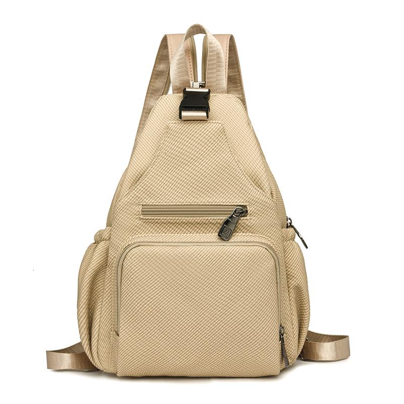 Большая емкость Сумка на грудь Женский многофункциональный уличный рюкзак бежевый