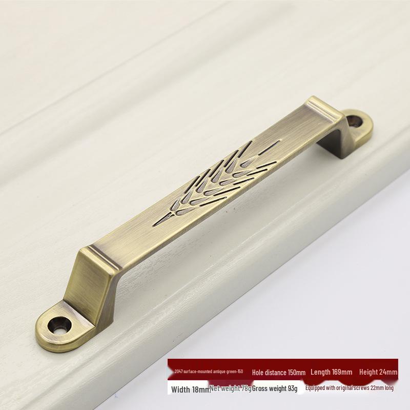 Euro Retro Iron & Wood Handle for Large Door - Antique-Style Sliding or Wardrobe Cabinet Surface-Mount