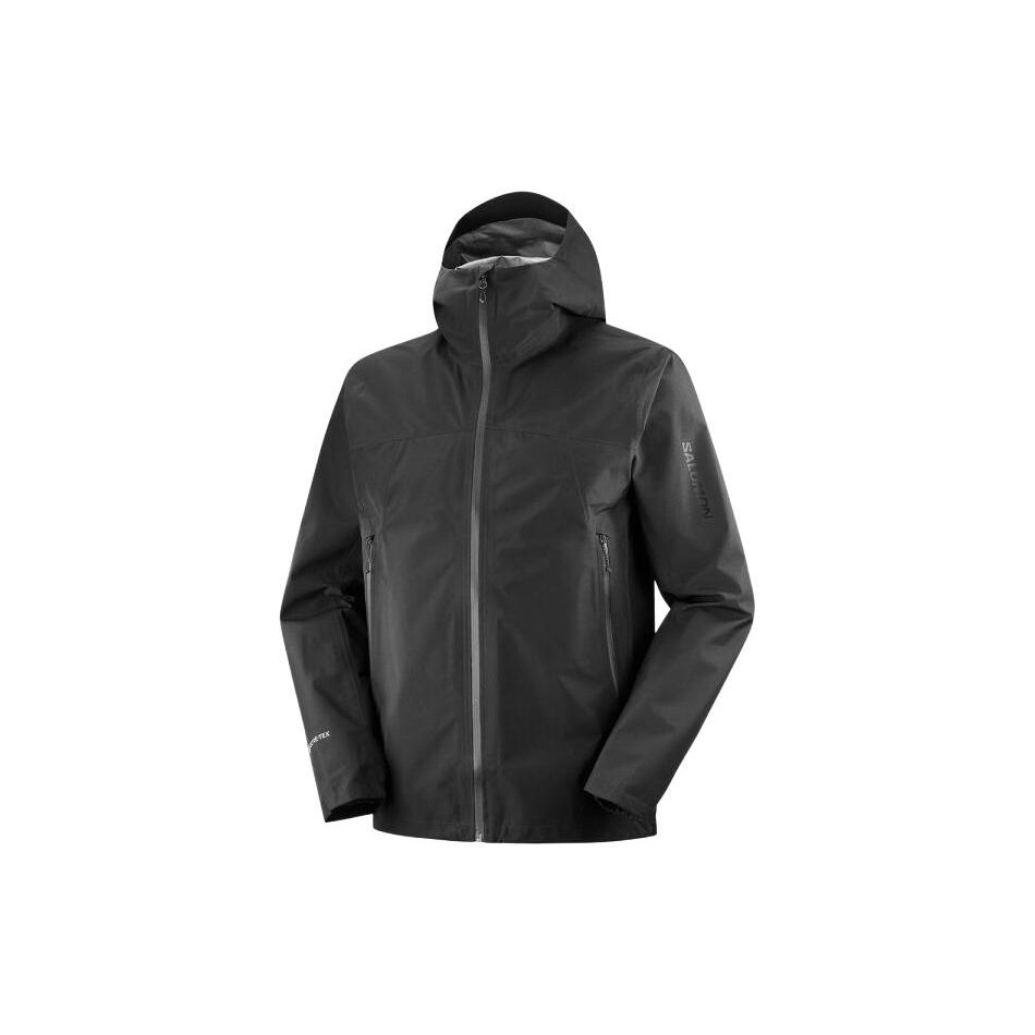 

Salomon Solid Color Hooded Zip-Up Long Sleeve Jacket Men Jacket Black LC1859200