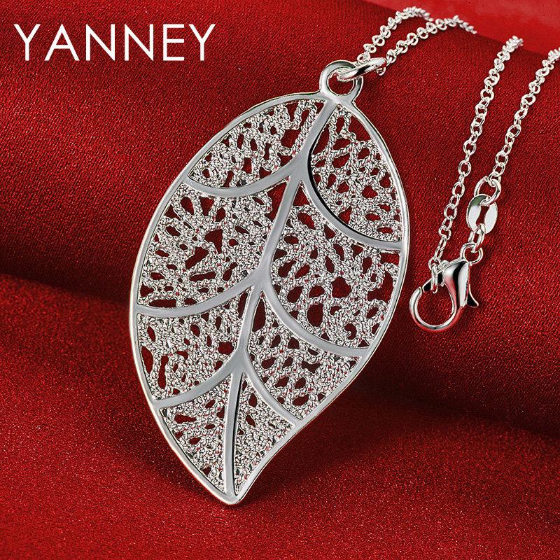 

Charm 925 Sterling Silver 16-30 Delicate Leaf Heart Necklace Women Wedding Gift Elegant Accessory Party 40cm