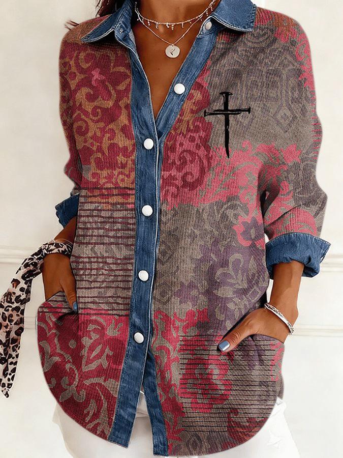 2026 European-American Patchwork Floral 3D Print Women's Spring Cardigan