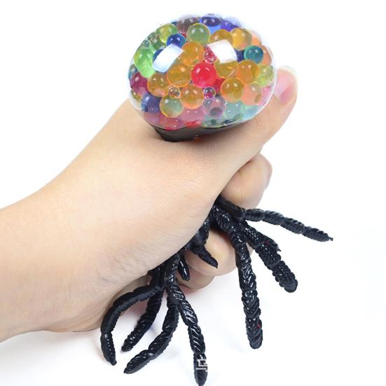 Spider Squeeze Toy Realistic Stress Relief Fidget Toy Soft TPR Toy with Colorful Beads Inside Prank Fun Halloween Gifts