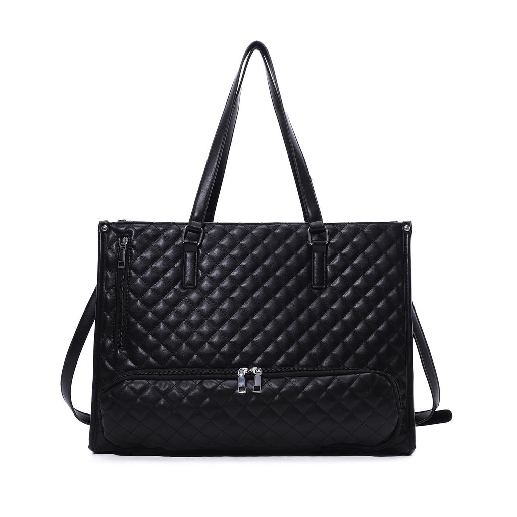 High-Quality Insulated Black Diamond Lattice Lunch Bag, Handbag, and Crossbody Tote