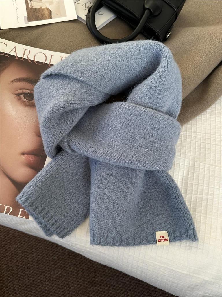 Winter Sunshine Solid Color Knit Scarf - Warm and Versatile for Men and Women, Ideal for Autumn and Winter