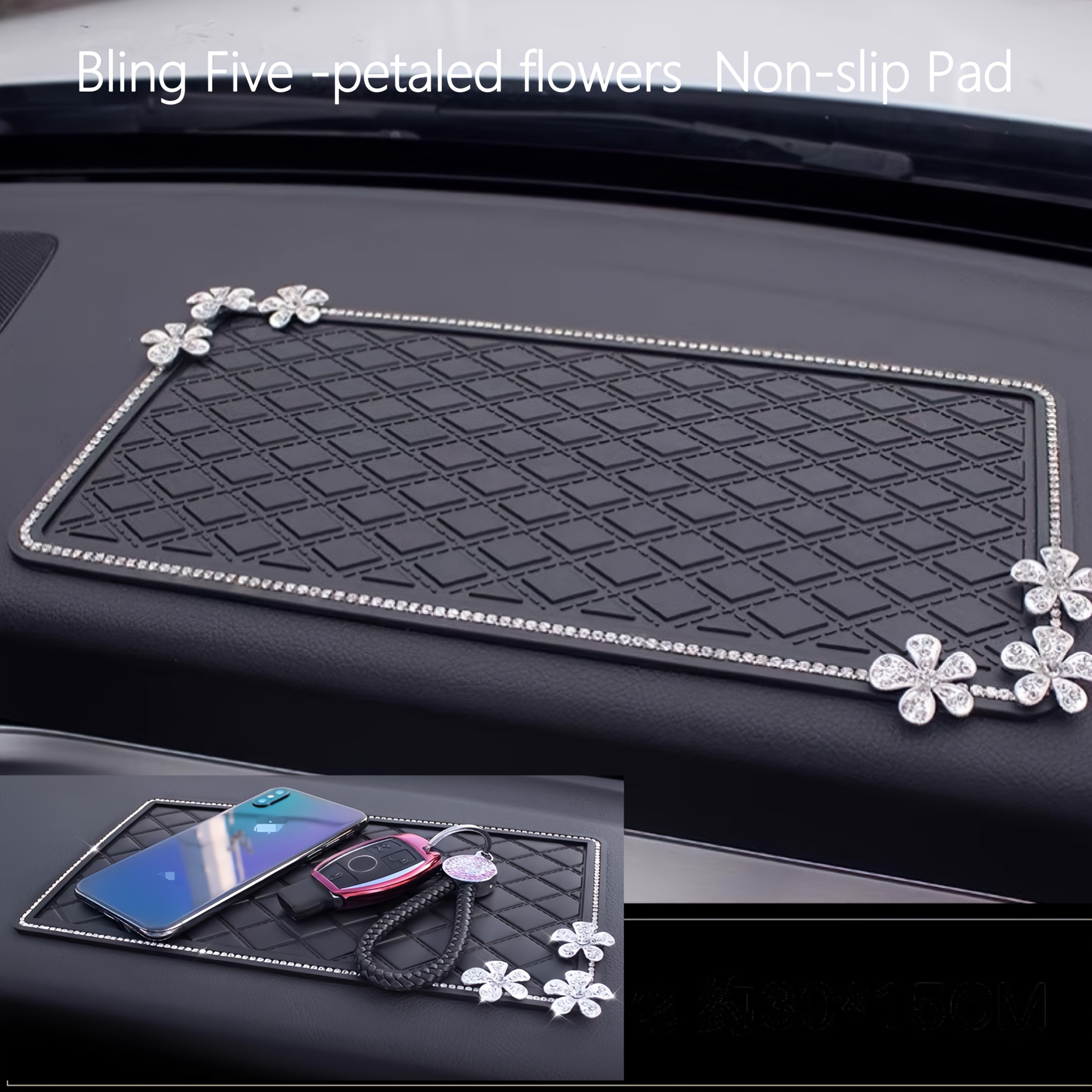 

ПВХ Автомобильный Противоскользящий Коврик Нескользящая Накладка для Аксессуаров Салона Автомобиля с Инкрустацией Бриллиантами Блестящий Дизайн 30x14.5cm/11.81x5.71inch