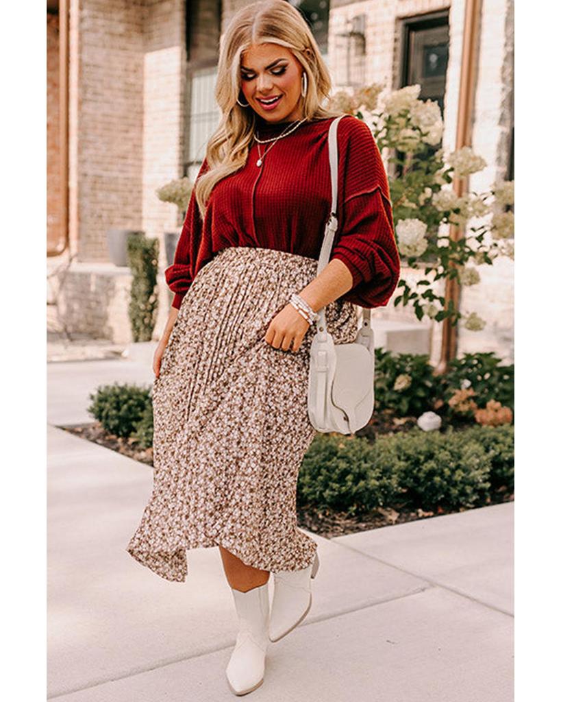 Azura Exchange Zlatý plamen Odhalený šev Detail Vaflový úplet Nadměrná velikost Top