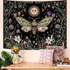 Mystische Himmelsmotte Wandteppich, Boho Sonne Mond Pilz Blumendruck Großer Wandbehang für Schlafzimmer Wohnzimmer Ästhetische Dekoration