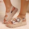 Women's Summer Beach Vacation Fashion Double-Buckle Design Comfortable Trendy Versatile Indoor Outdoor Bohemian Style Sandals