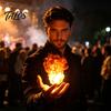 Luce Atmosfera Cosplay Palla di Fuoco Galleggiante Oggetto di Scena, Fiamma Luminosa a LED Halloween Portatile per Cosplay, Giocattolo Effetto Alimentato a Batteria Palco Festa