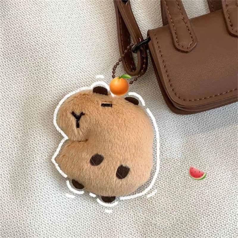 Cartoon Capybara Plush Keychain With Squeaky Sound Bag Pendant Soft Practical Decoration Accesories For Bags And Keys