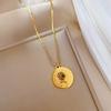 Disc Human Head Minimalist Wind Furnace Real Gold Necklace Female Collarbone Chain With Jewelry