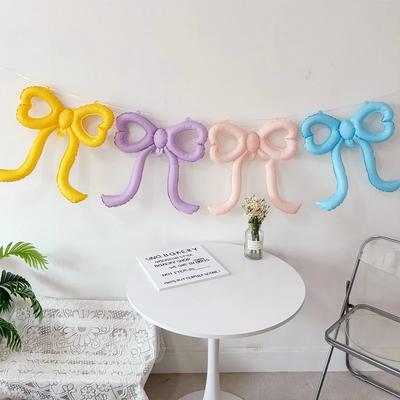 1PCS Bows Balloons Pink Beige Bowknot Party Decorations for Baby Shower Bridal Engagement Wedding Balloons Photo Props Supply