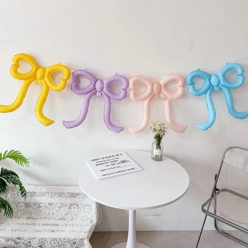 1PCS Bows Balloons Pink Beige Bowknot Party Decorations for Baby Shower Bridal Engagement Wedding Balloons Photo Props Supply