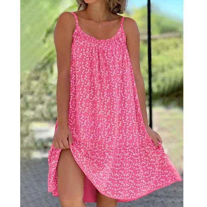 GMXIA Women's Fashion Summer Spring Polka Dot Print Sleeveless U-Neck Loose Casual Dresses