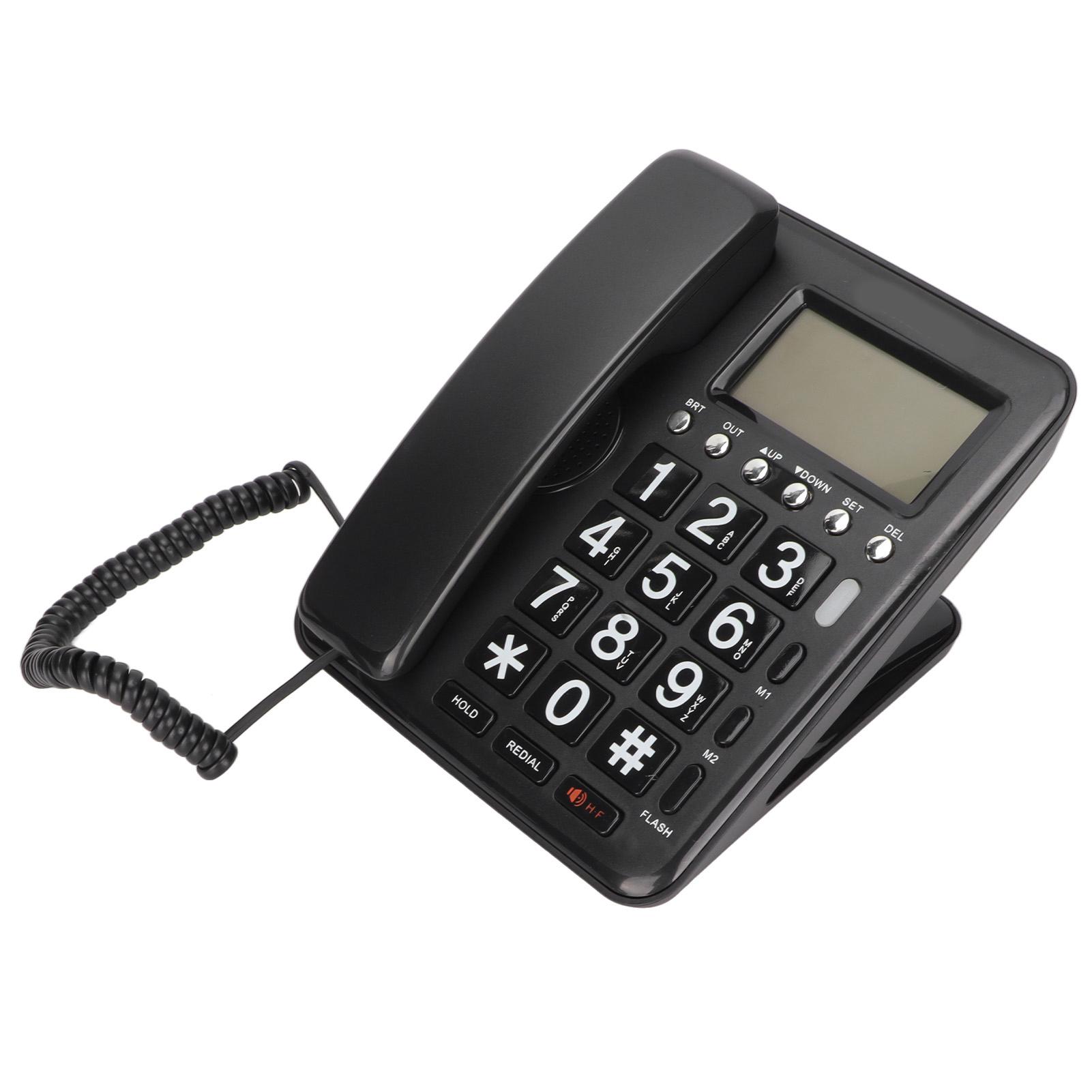 

KX-T719CID Проводной телефон Классический Большая кнопка Звонок громкой связи Настольный телефон с дисплеем идентификатора вызывающего абонента для чёрный