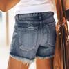 Women's New High-waisted Fringed Ripped Denim Shorts
