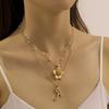 Fashion retro ins trend exaggerated multi-element metal tassel love flower peach heart lady item