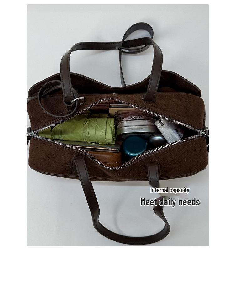 2025 Autumn Large Capacity Retro Frosted Shoulder Tote Handbag