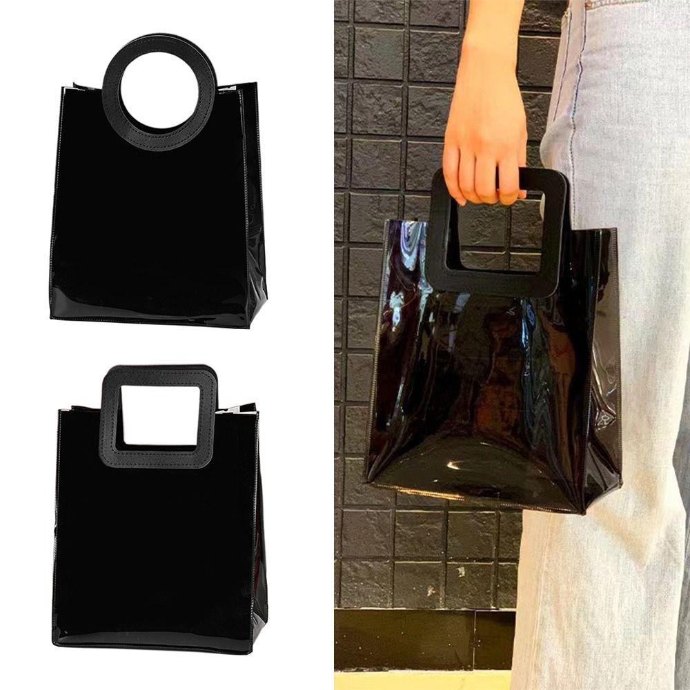 

PVC Gift Bag Transparent Storage Bag Fashion Handhold Packaging Tote Round-S