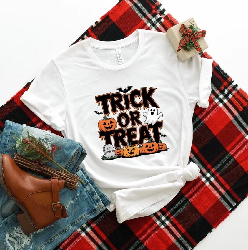 Trick Or Treat shirt ,Funny Halloween shirt, Spooky season shirt, Halloween Tee Unisex T-Shirt XXL