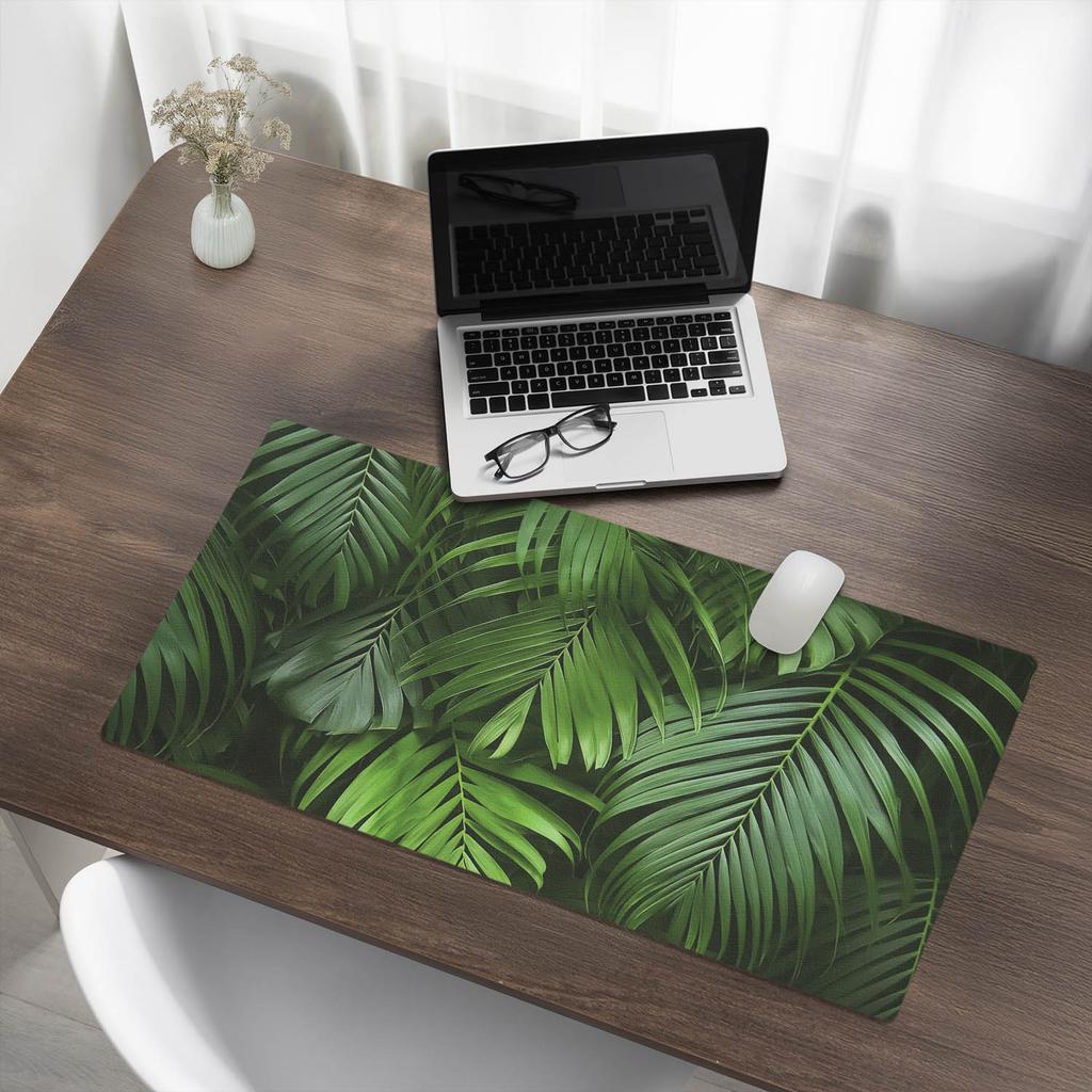 Protective Mat for Office Workplace Countertops Palm Leaves Background 90x45 Cm