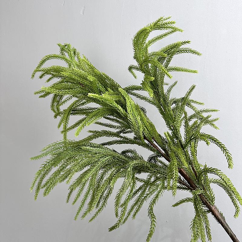 Artificial Norfolk Pine Branch Christmas Ornament with Soft Glue Hand-Rolled Pine Needles In Green