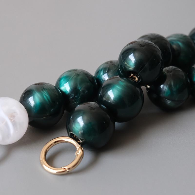 Nuovo accessorio per borsa da donna Parte in resina acrilica bianca verde Bracciale con perline artigianali di lusso Cerchietto per maniglia per borsa di ricambio per donna
