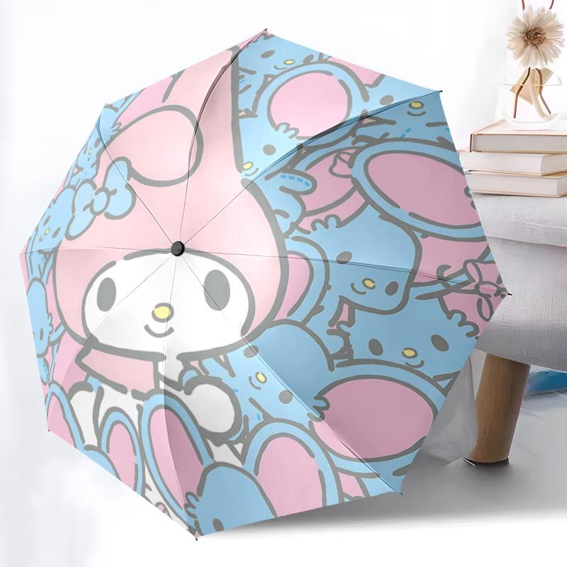 1pc My Melody Automatic Folding Umbrella - Portable 3-Fold Design with Iron Frame, Perfect for Fans, Travelers, and Daily Use.Q070