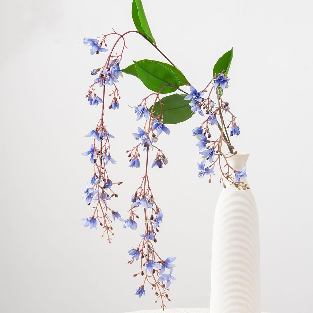 Realistic Petal Wisteria Jasmine Flower Real Touch Faux Jasmine Vine  Office Desktop Decor синий