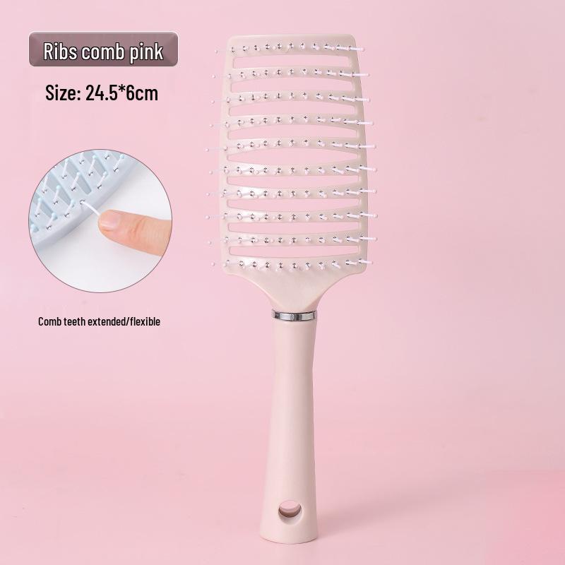 Macaron Large Curved Hairbrush - Anti-Static Scalp Massage & Curling Comb
