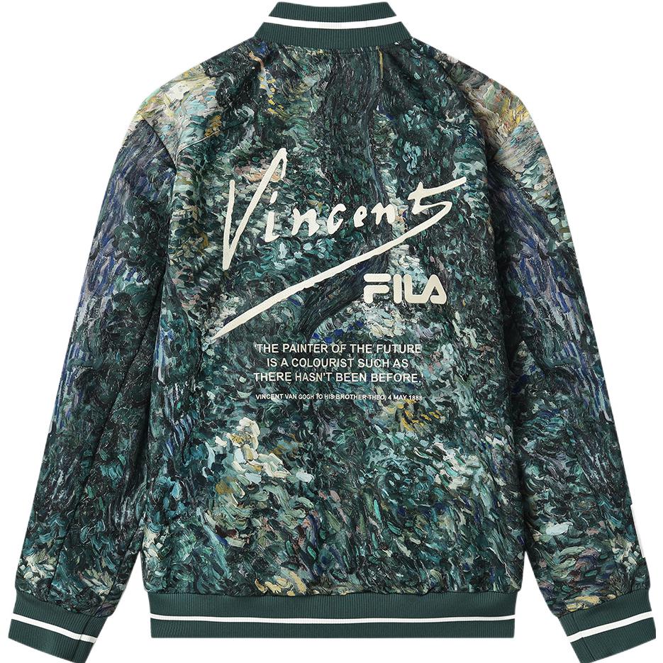 FILA X Van Gogh Museum Collaboration Woven Letter Logo Printed Casual Jacket Men Jacket Peacock-Green F11M318703FZA