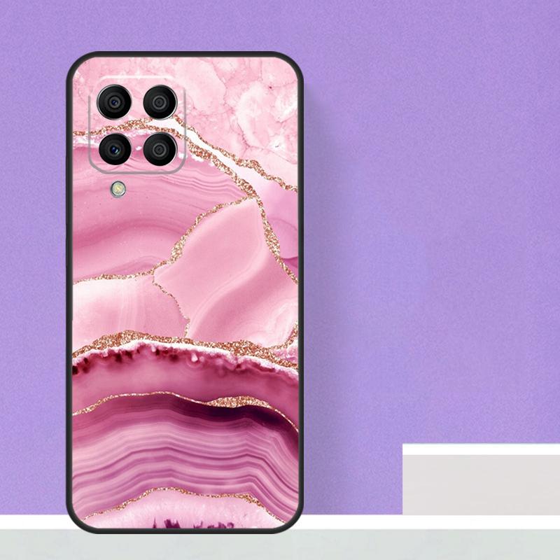 Teal Blue Gold Agate Marble Case For Samsung Galaxy M23 M20 M32 M52 M56 M16 M36 M54 M34 M14 M35 M55 M15 M11 M31 M13 M53